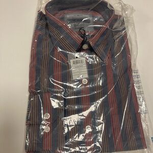 Johnston & Murphy Quadstripe Blue Multi Button-Up Shirt